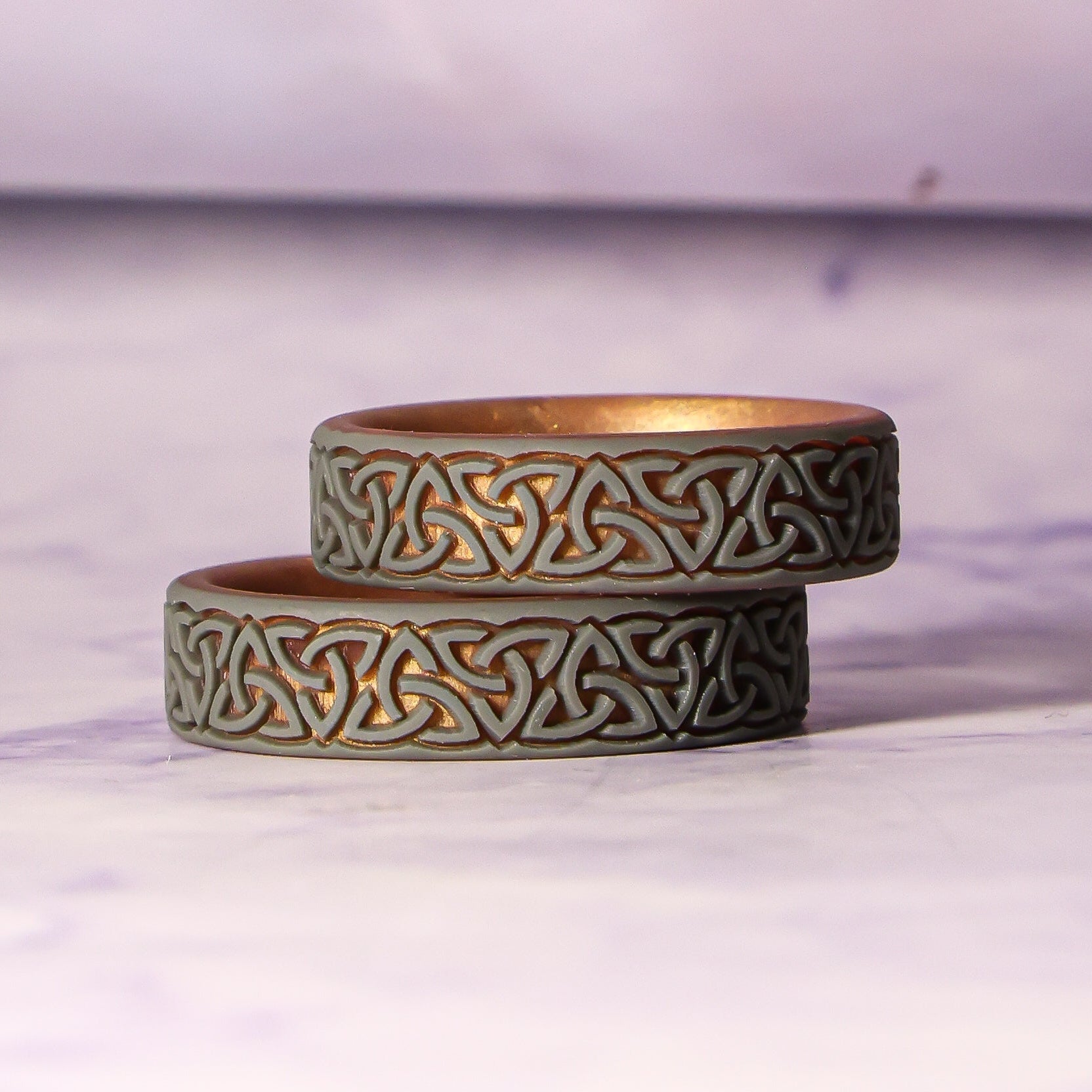 Trinity (Wider Design) Silicone Ring on Sage Gold Dual Layer 6mm