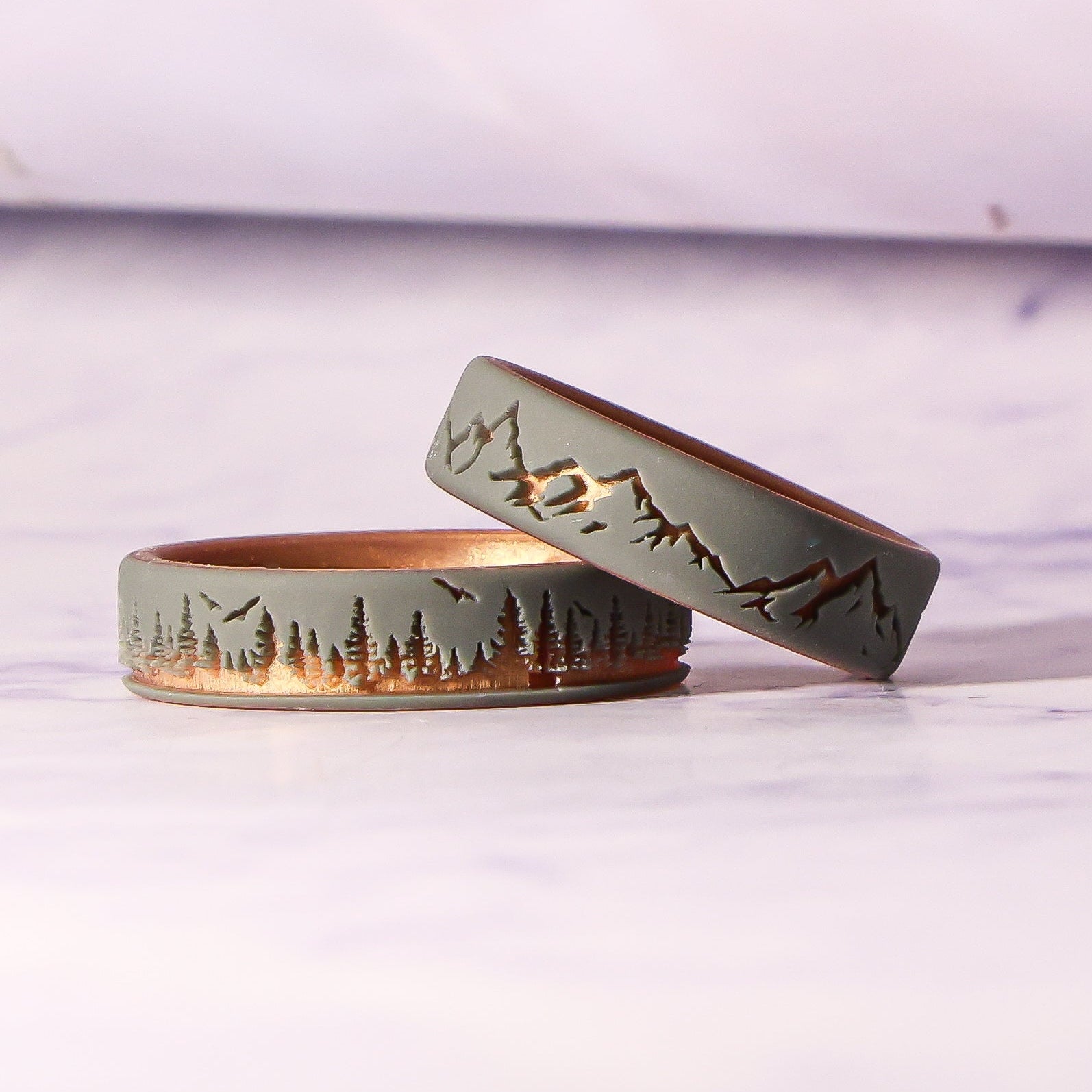 Mountain Silicone Ring on Gold Dual Layer 6mm