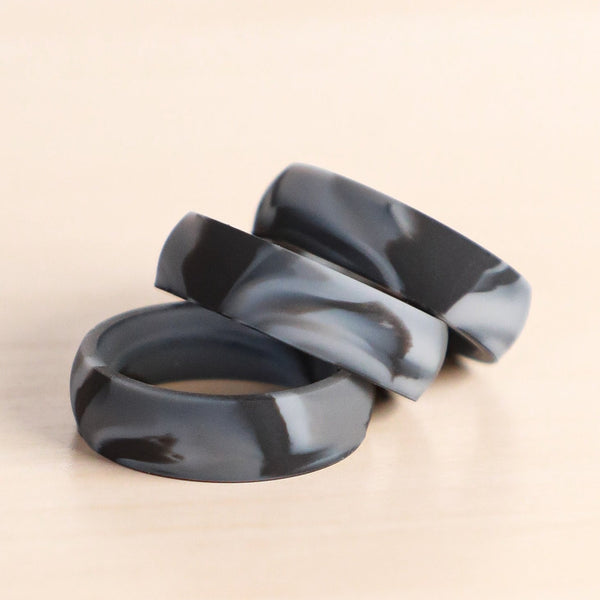 Black Marble Breathable Silicone Ring for Men