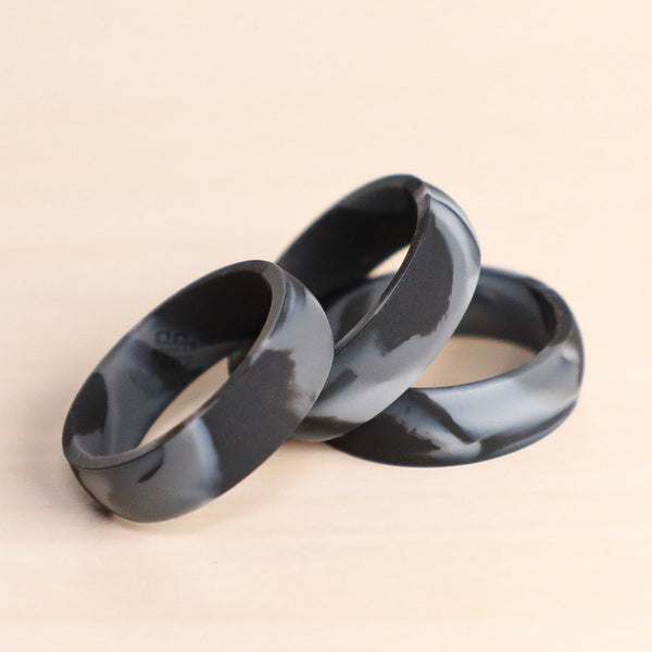 Black Marble Breathable Silicone Ring for Men