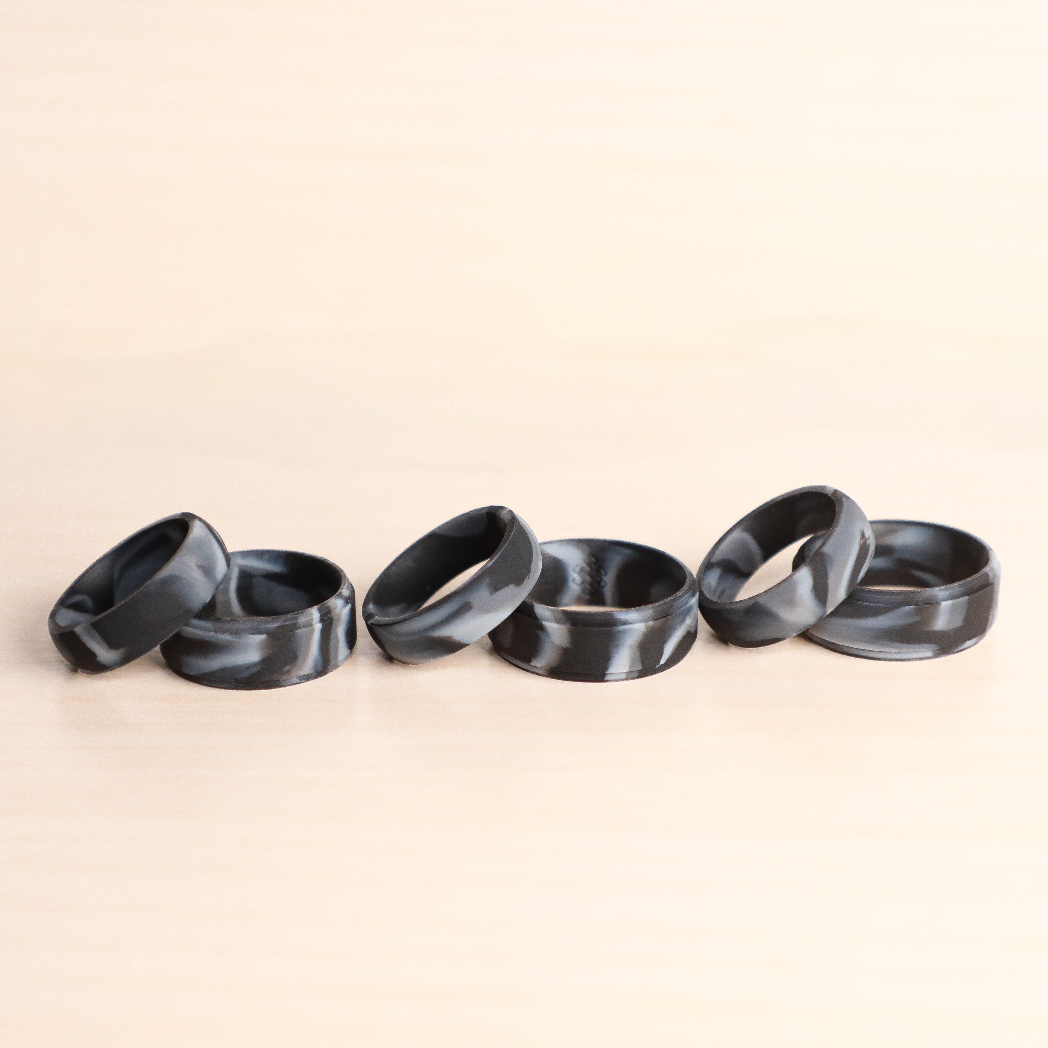 Black Marble Breathable Silicone Ring for Men