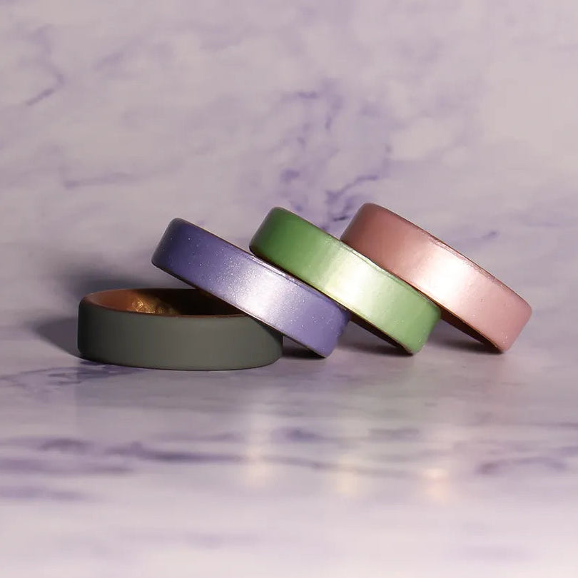 Mint on Gold Dual Layer Silicone Ring 6mm