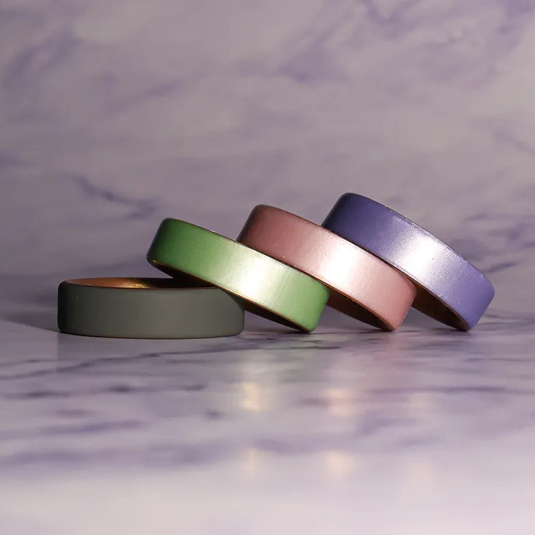 Blush Pink on Gold Dual Layer Breathable Silicone Ring 6mm