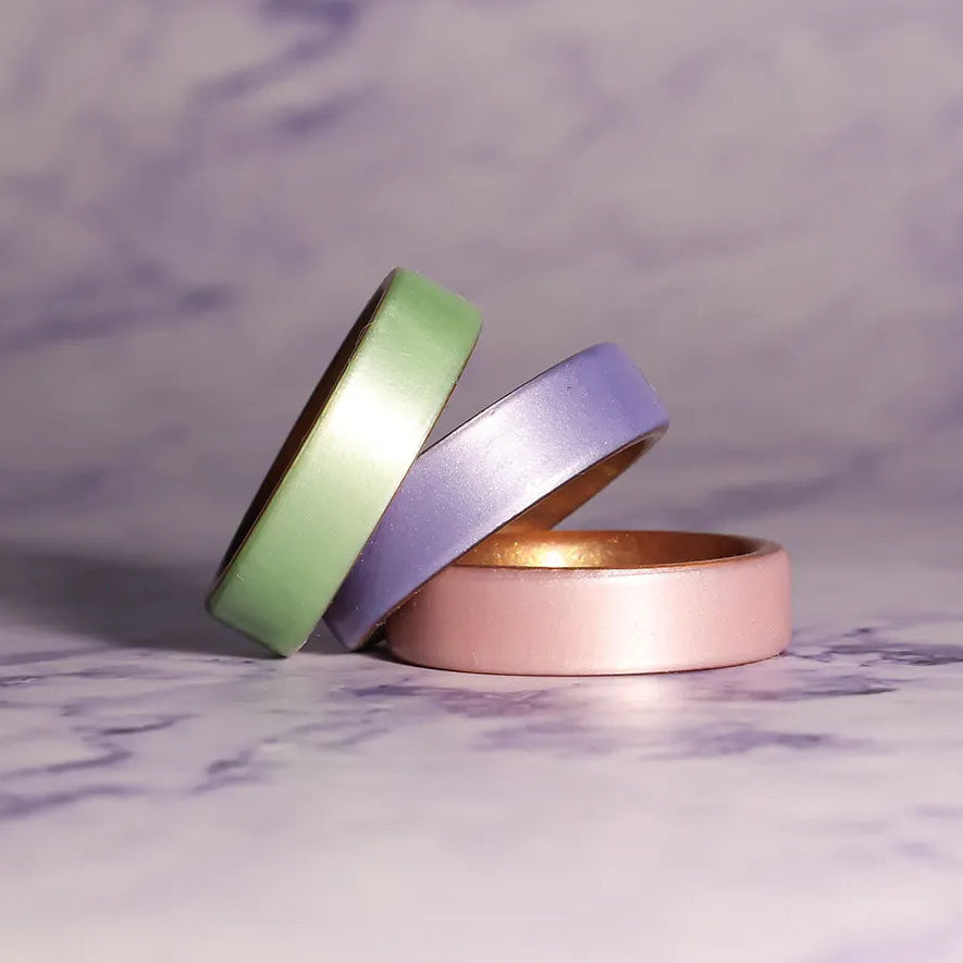 Mint on Gold Dual Layer Silicone Ring 6mm