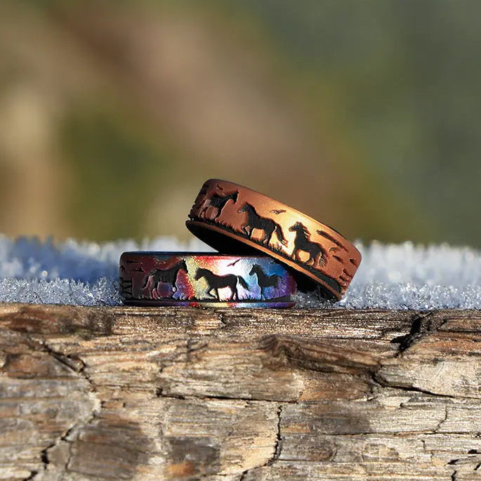 Grazing Horses Silicone Ring Dual Layer 6mm