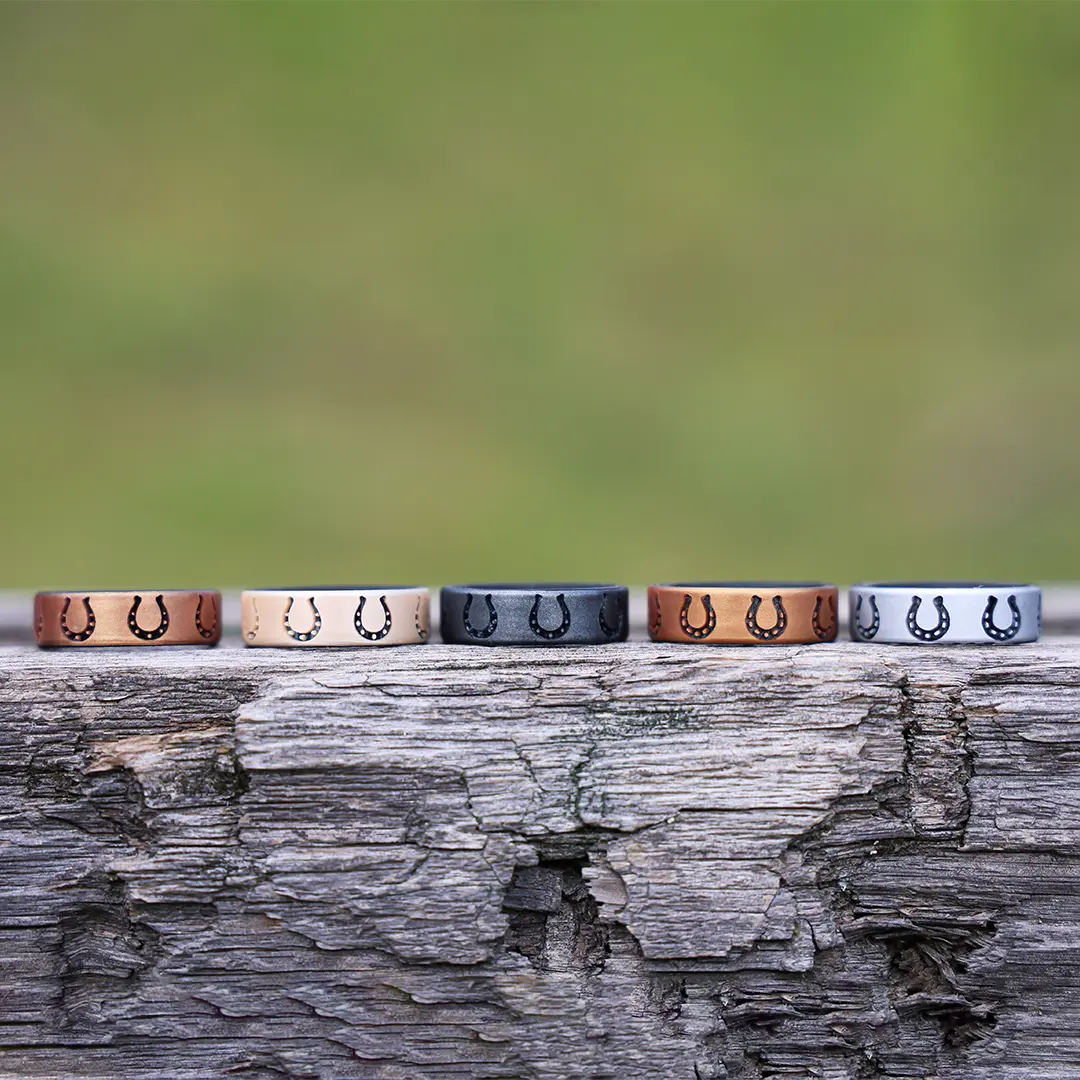 Lucky Horseshoe Silicone Ring - Engraved Dual Layer