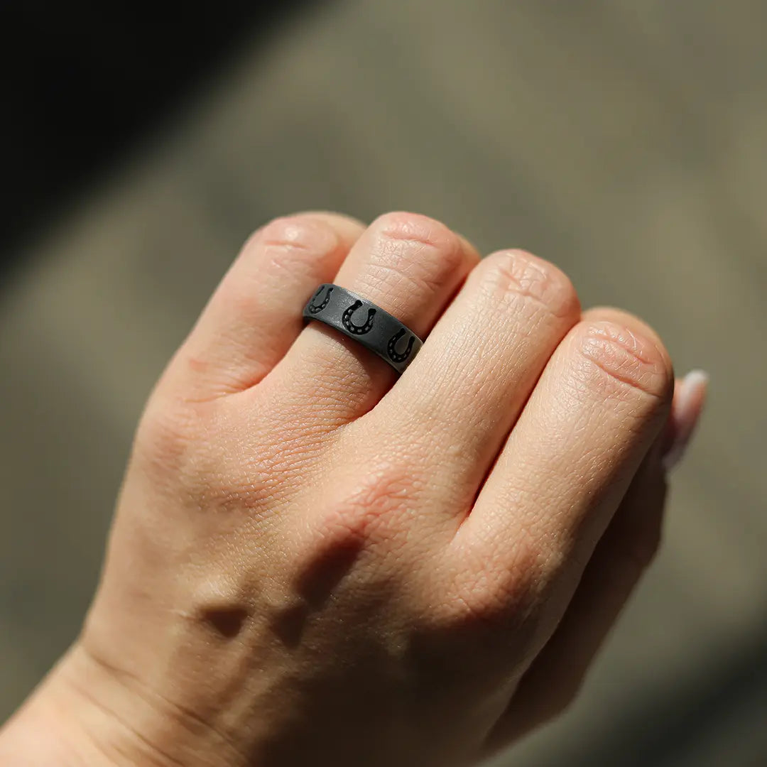 Lucky Horseshoe Silicone Ring - Engraved Dual Layer