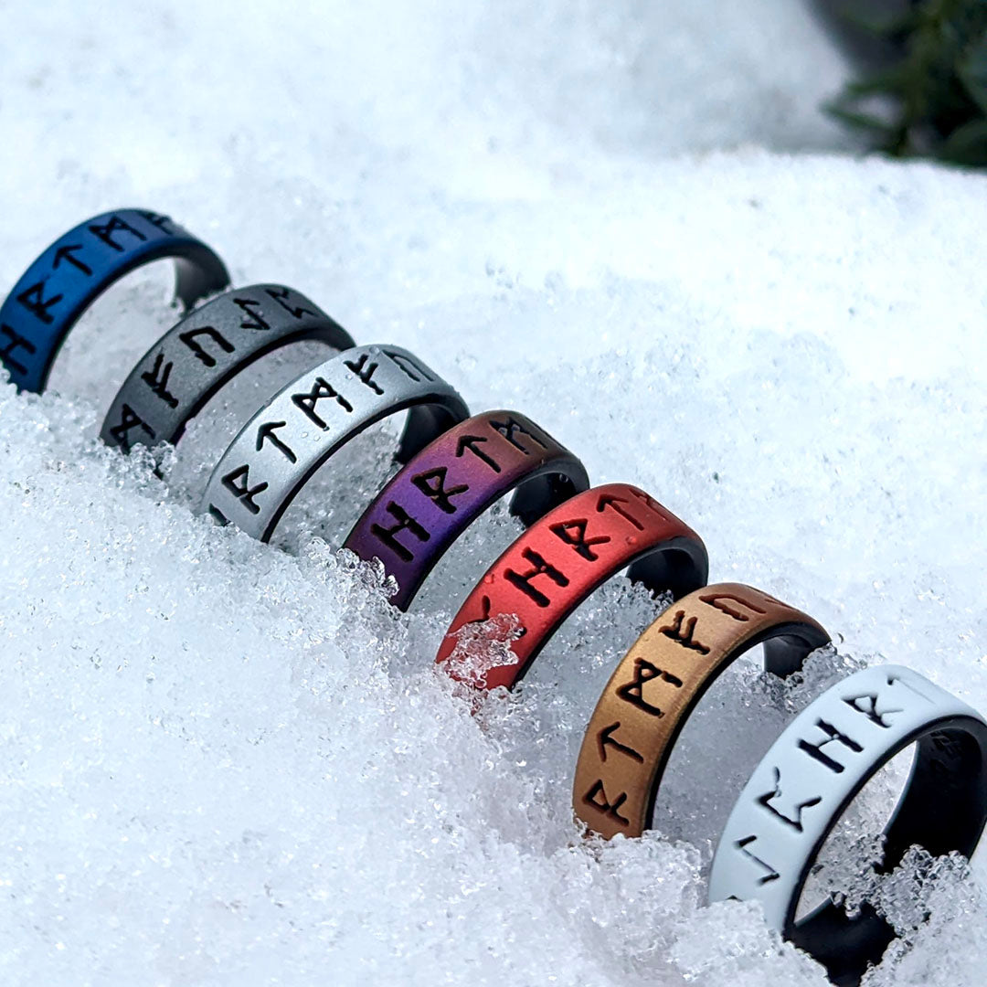 Viking Runes Silicone Ring on Dual Layer 6mm