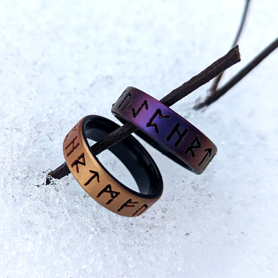 Viking Runes Silicone Ring on Dual Layer 6mm