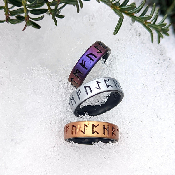 Viking Runes Silicone Ring on Dual Layer 6mm