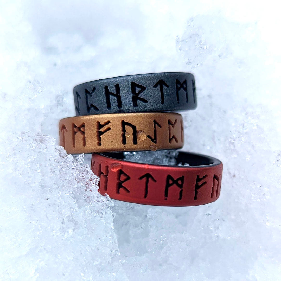 Viking Runes Silicone Ring on Dual Layer 6mm