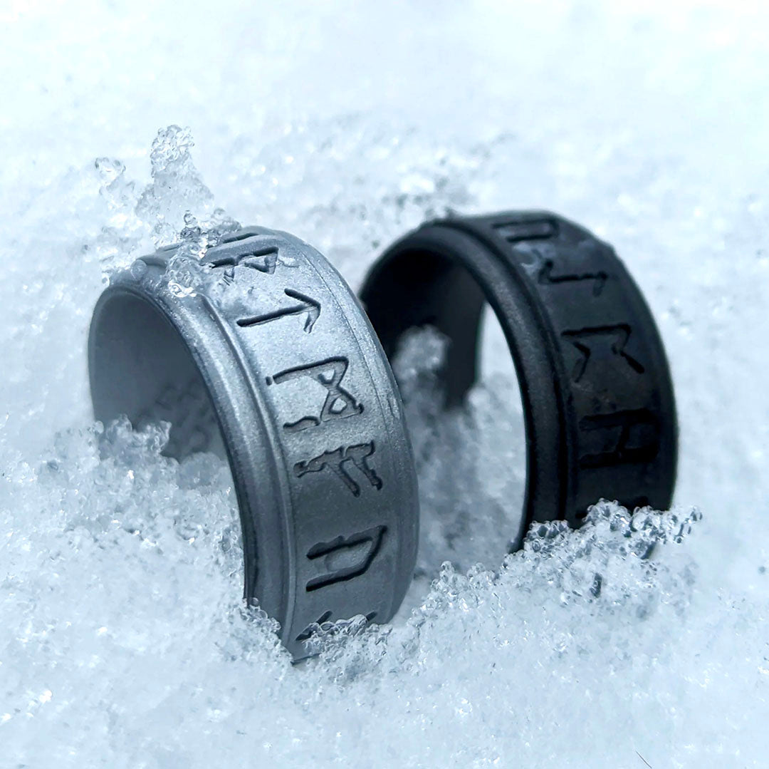 Viking Runes Silicone Ring on Rise 8mm