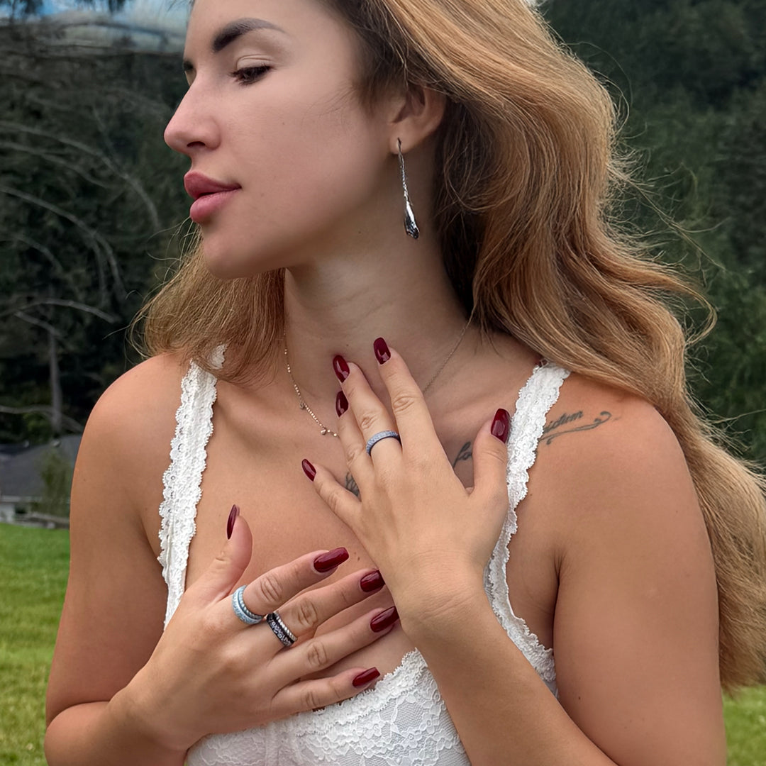 Silver Nordic Bloom Silicone Ring on Arc 4mm