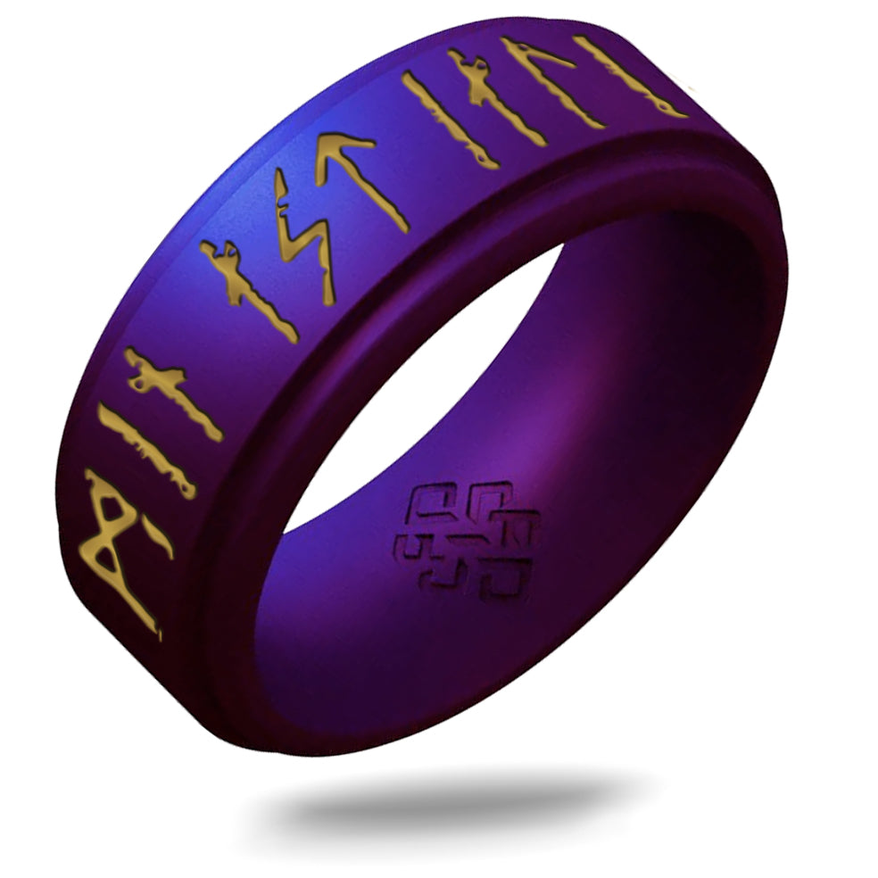 My Love Forever Viking Ring - Rune Engraved on Rise Ring with Gold Inlay