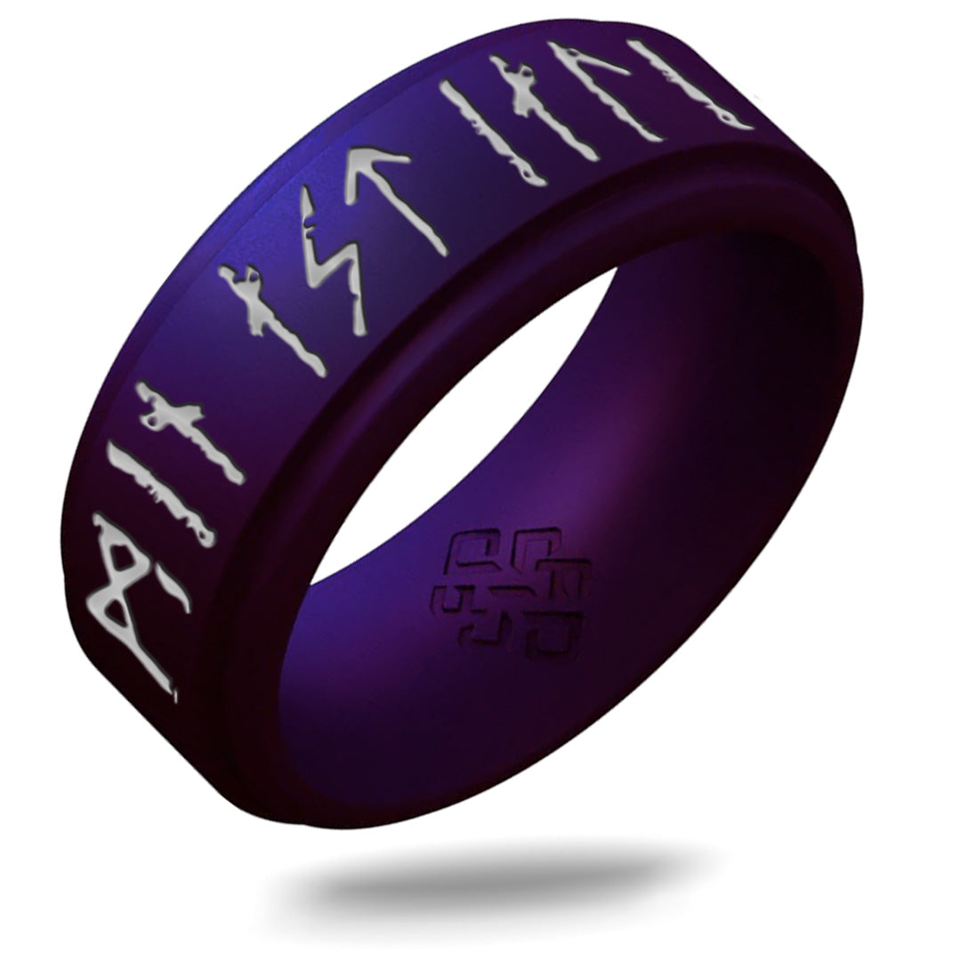 My Love Forever Viking Ring - Rune Engraved on Rise Ring with Silver Inlay
