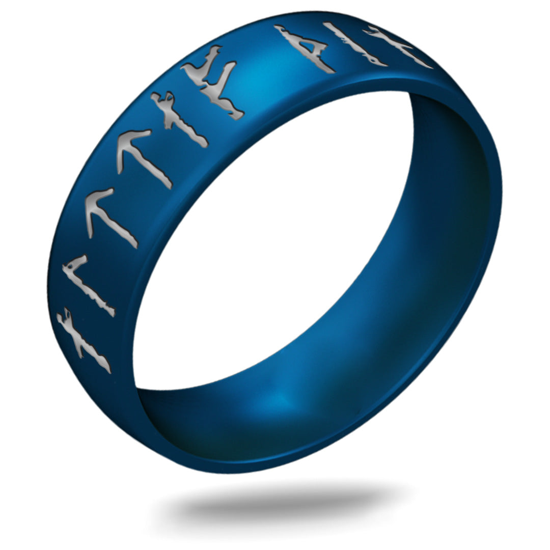 Yours Always Viking Ring - Rune Engraved Arc 6mm with Silver Inlay