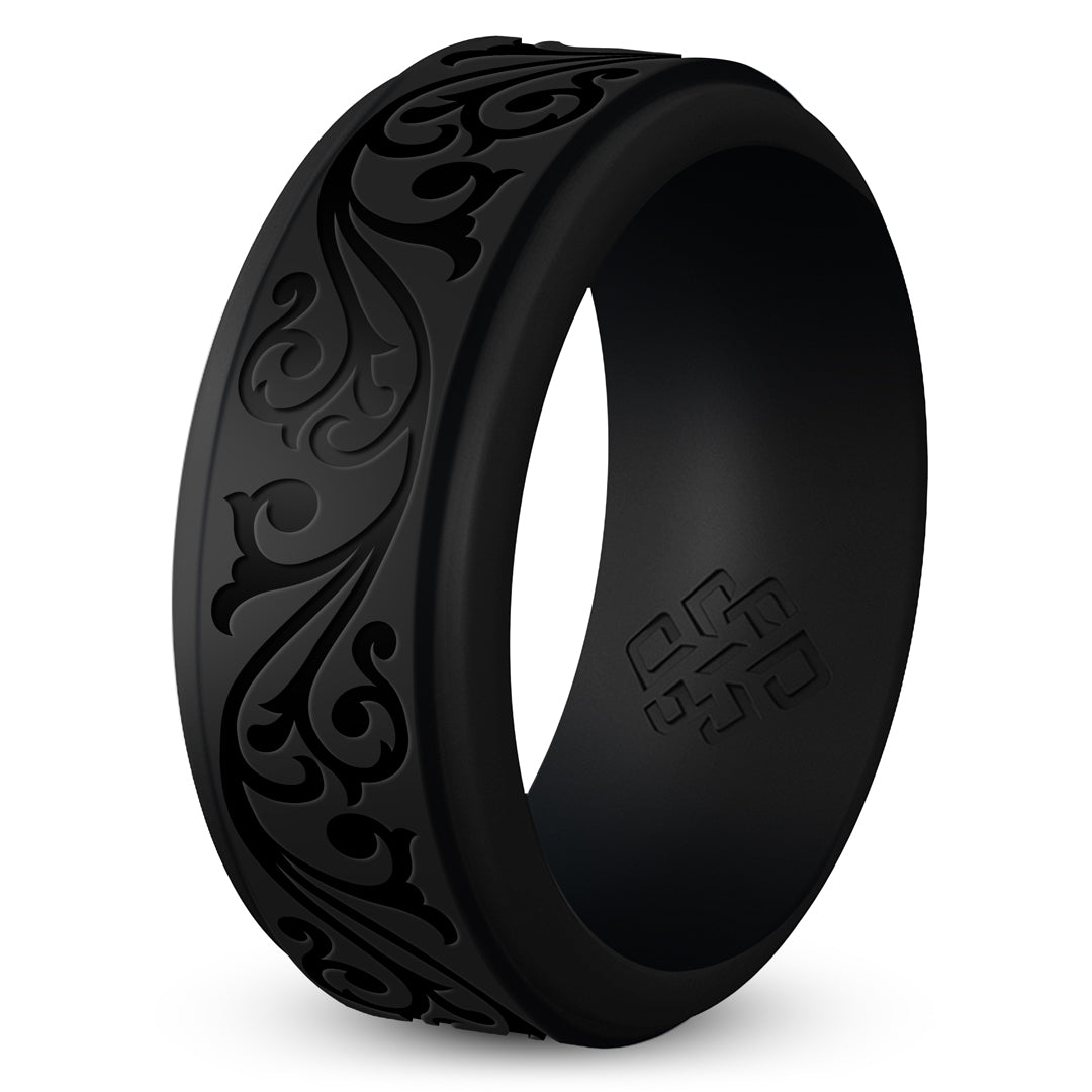 Filigree Engraved Silicone Ring for Men