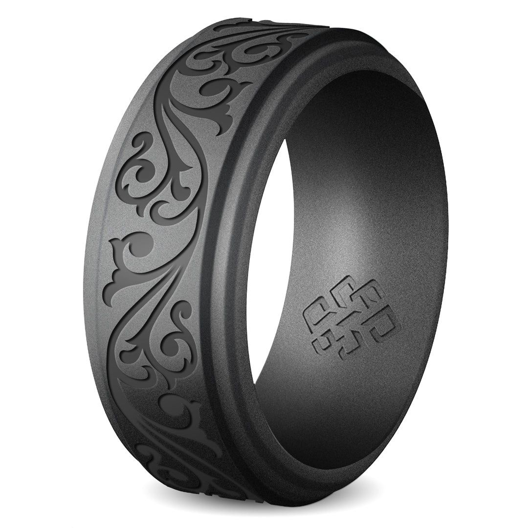 Filigree Engraved Silicone Ring for Men