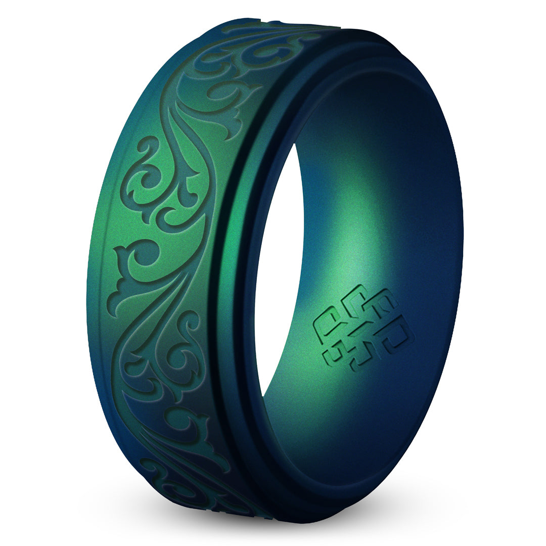 Filigree Engraved Silicone Ring for Men