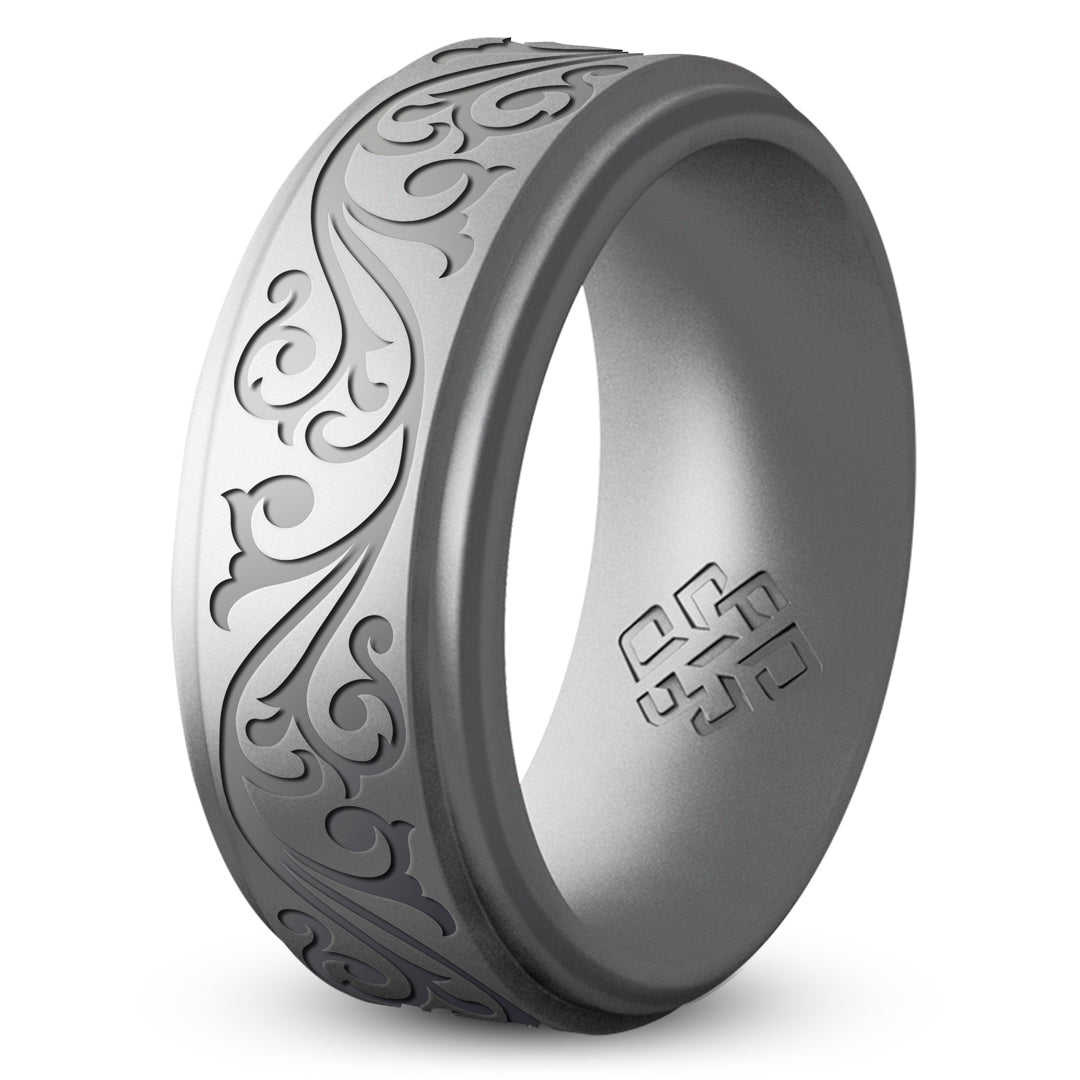 Filigree Engraved Silicone Ring for Men