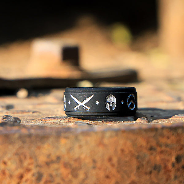 Silver Spartan Silicone Ring on Rise 8mm