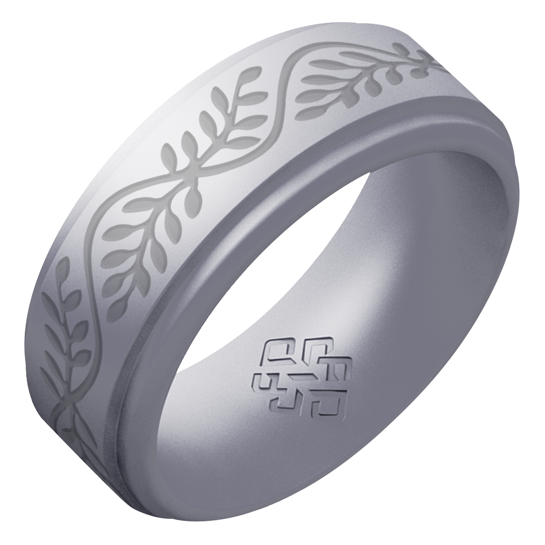 Laurel Engraved Silicone Ring on Rise 8mm