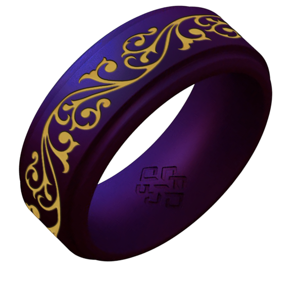 Gold Filigree Silicone Ring on Rise 8mm