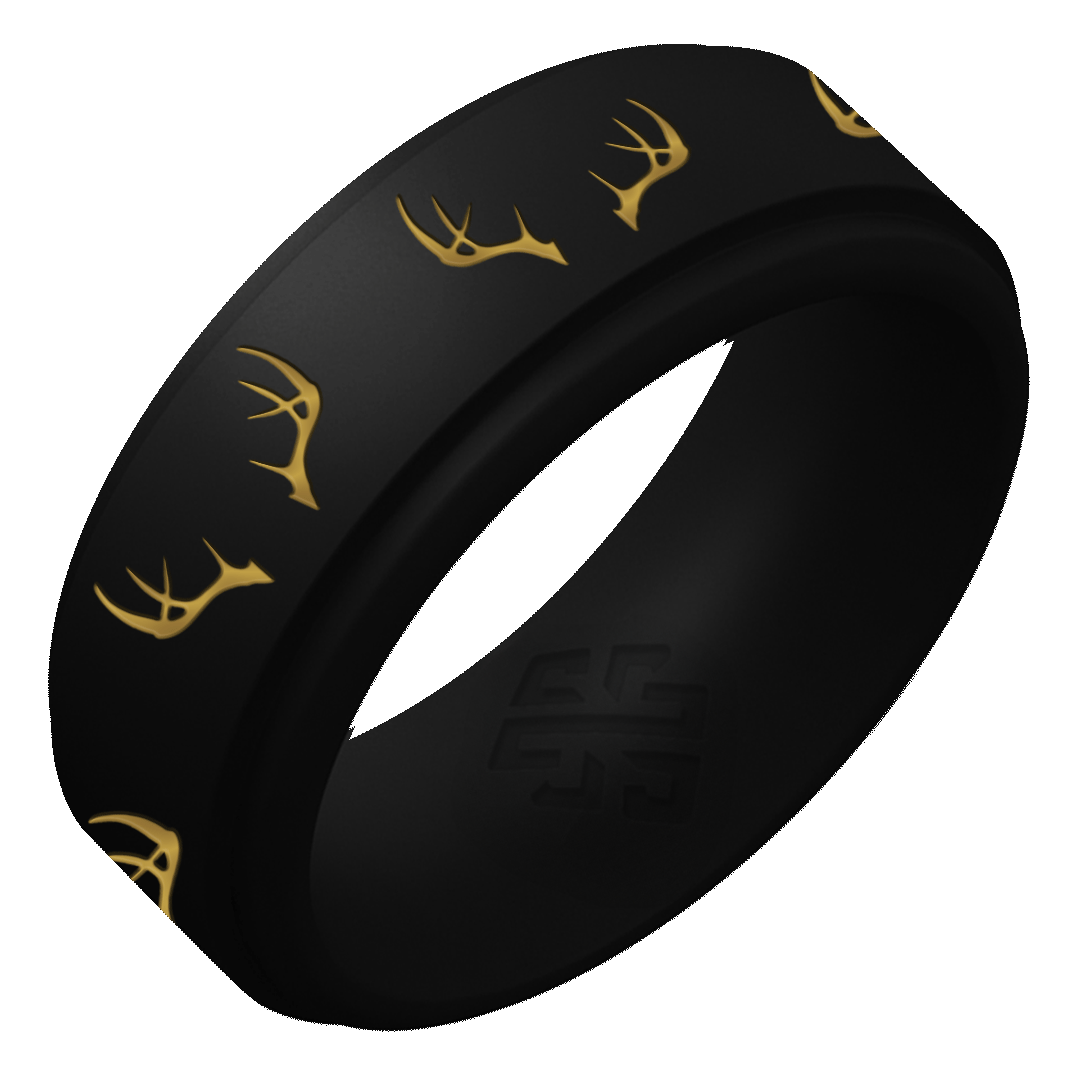 Gold Antlers Silicone Ring on Rise 8mm