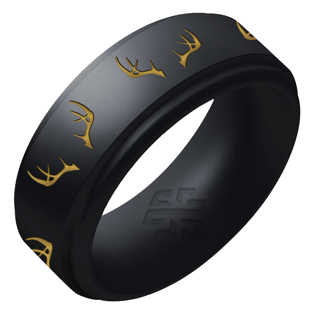 Gold Antlers Silicone Ring on Rise 8mm