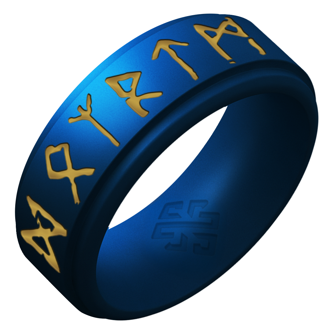 Gold Runes Silicone Ring Viking on Rise 8mm