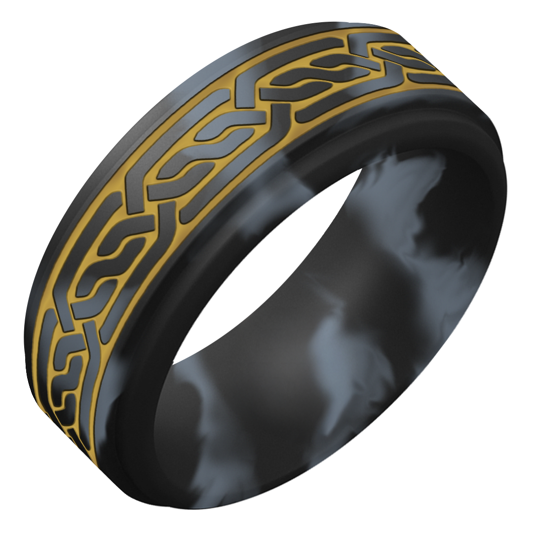 Gold Celtic Knot Silicone Ring on Rise 8mm