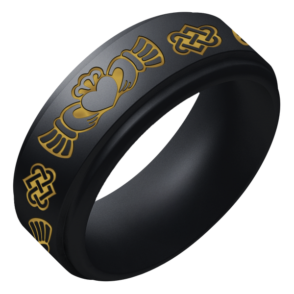 Gold Claddagh Silicone Ring on Rise 8mm