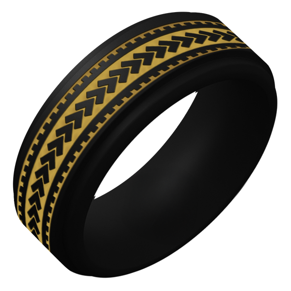 Gold Warrior of Courage Spearheads Silicone Ring on Rise 8mm