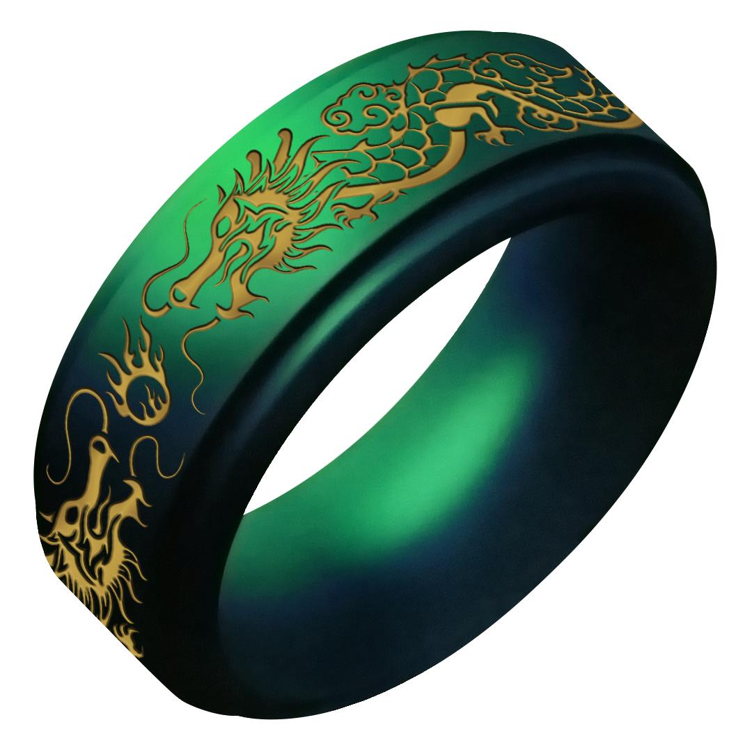 Gold Dragon Silicone Ring on Rise 8mm