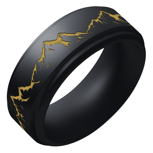 Gold Mountain Silicone Ring on Rise 8mm