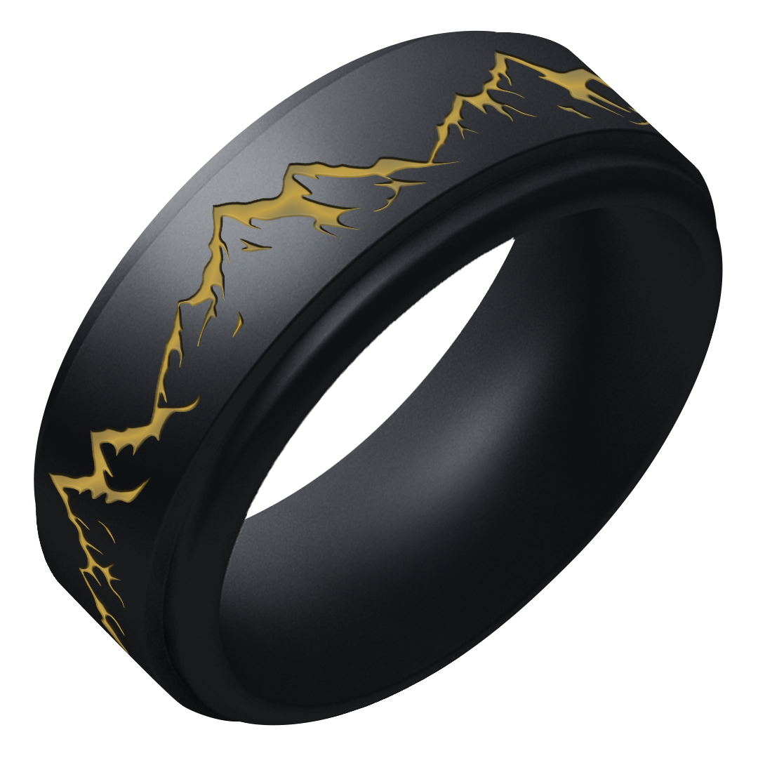 Gold Mountain Silicone Ring on Rise 8mm
