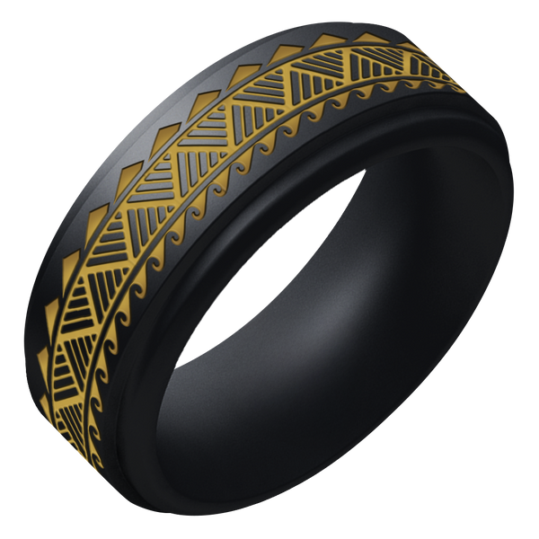 Gold Warrior of Strength Shark Teeth Silicone Ring on Rise 8mm