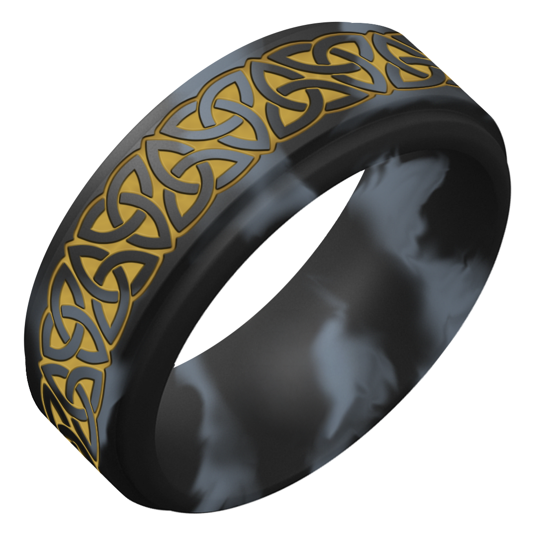 Gold Trinity (Wider Design) Silicone Ring on Rise 8mm