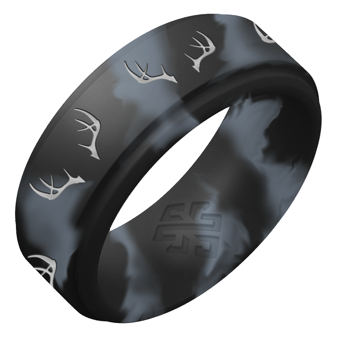 Silver Antlers Silicone Ring on Rise 8mm