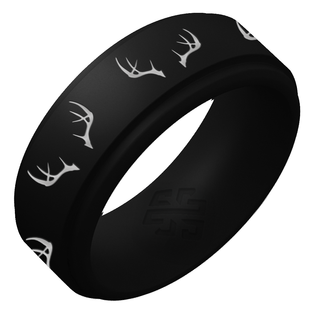 Silver Antlers Silicone Ring on Rise 8mm