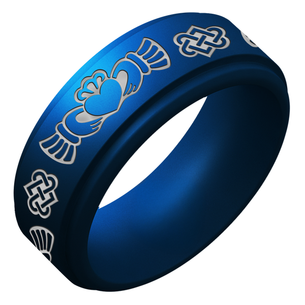 Silver Claddagh Silicone Ring on Rise 8mm