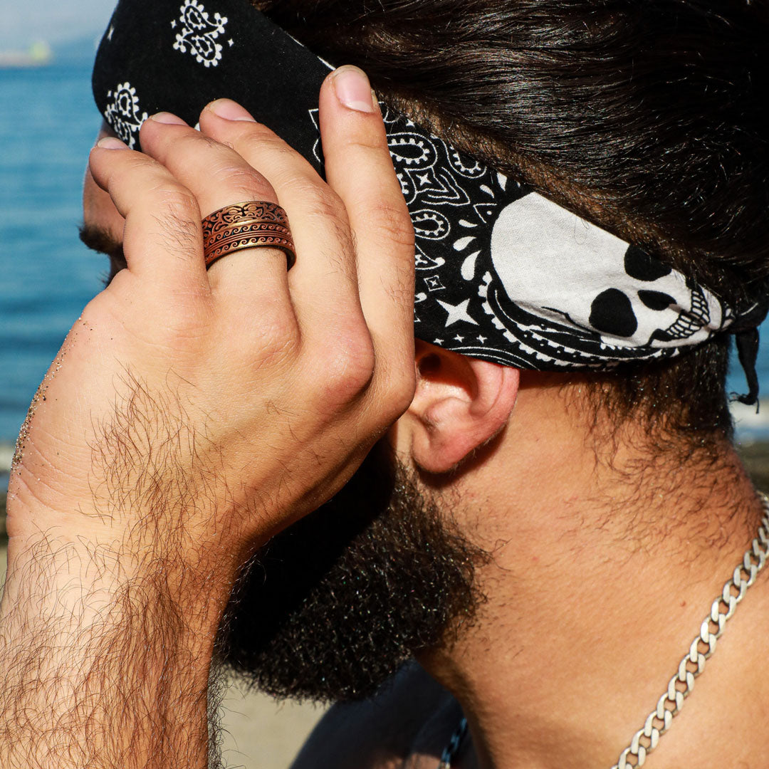 Warrior of Serenity -  Big Waves Silicone Ring - Engraved Dual Layer