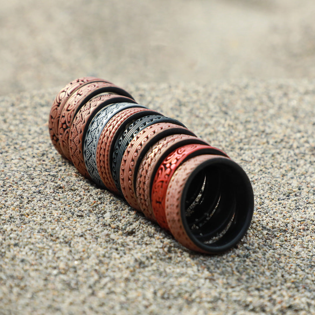 Warrior of Strength -  Shark Teeth Silicone Ring - Engraved Dual Layer