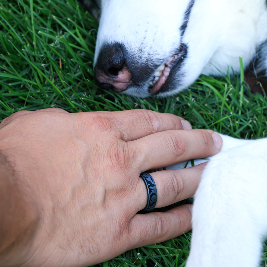 Wolf Moon Silicone Ring - Engraved Dual Layer