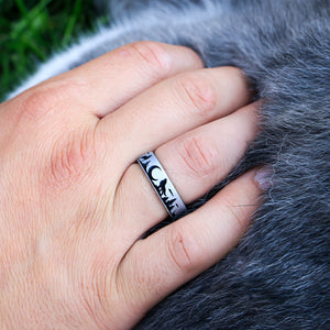 Wolf Moon Silicone Ring - Engraved Dual Layer
