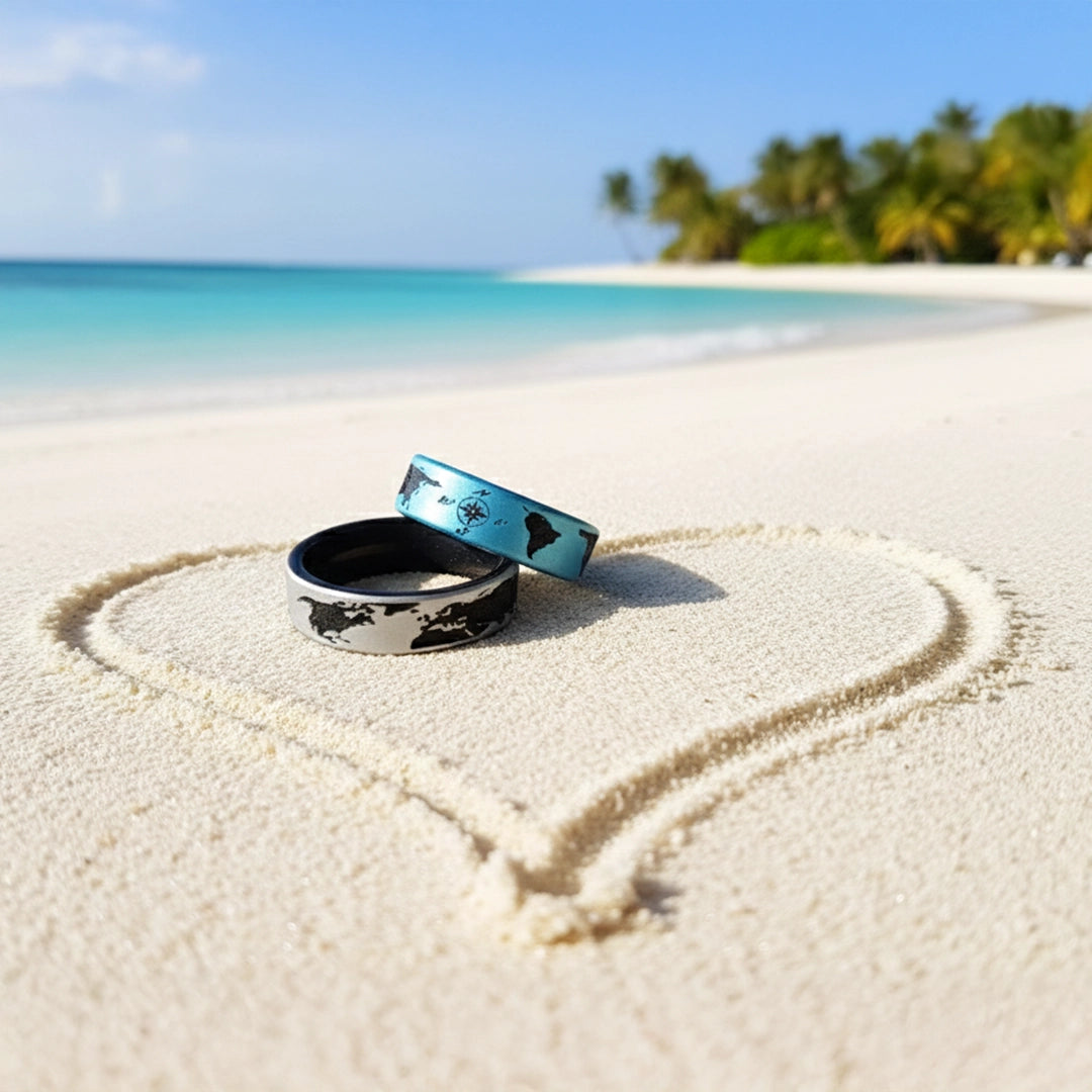 World Map Silicone Ring on Dual Layer 6mm