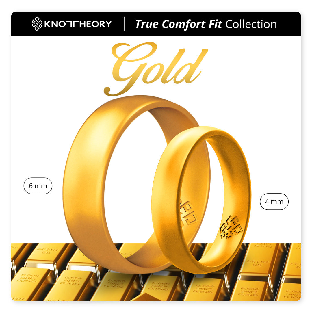 Gold Breathable Silicone Ring For Men and Women