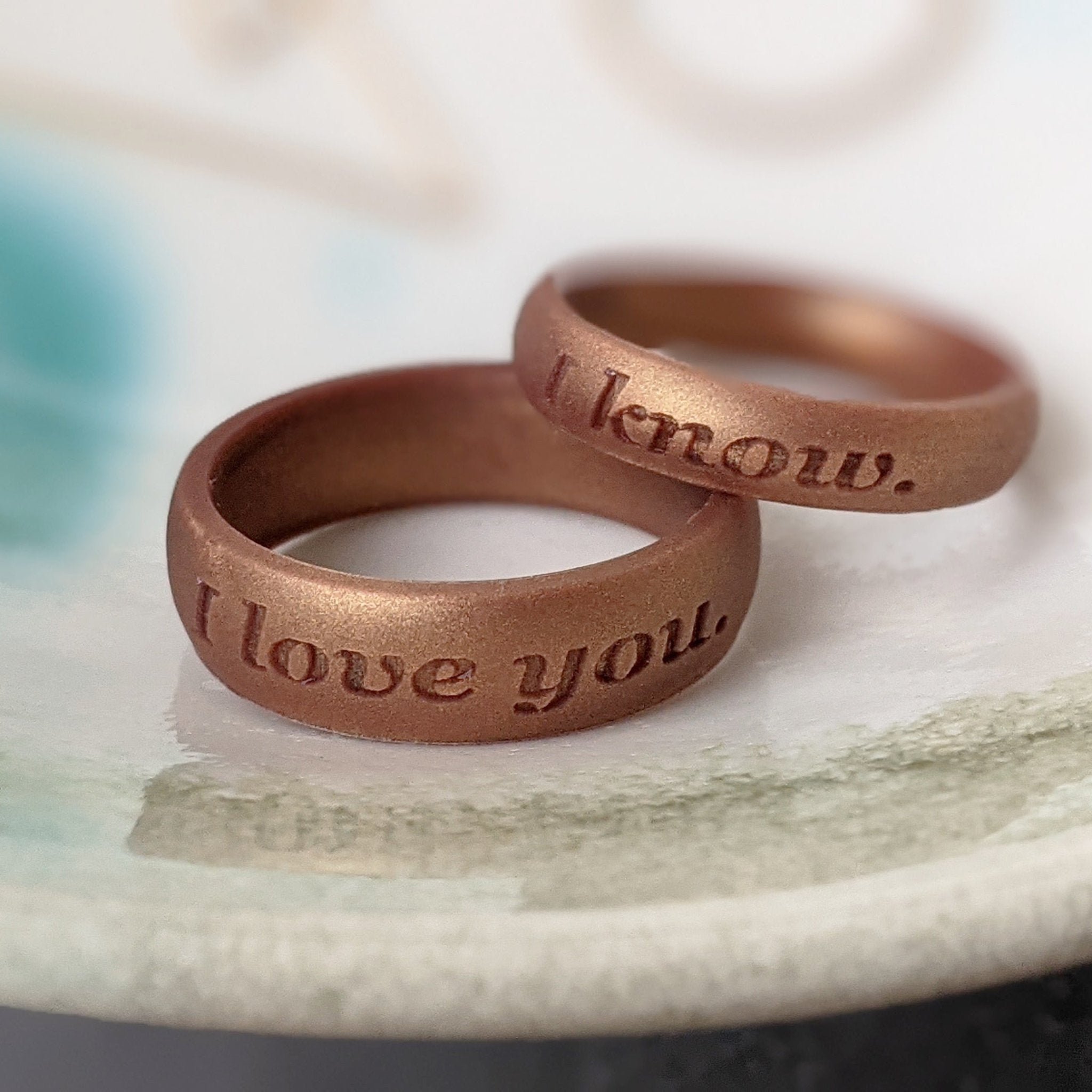 Custom Engraved Silicone Rings in Dark Silver and More Colours