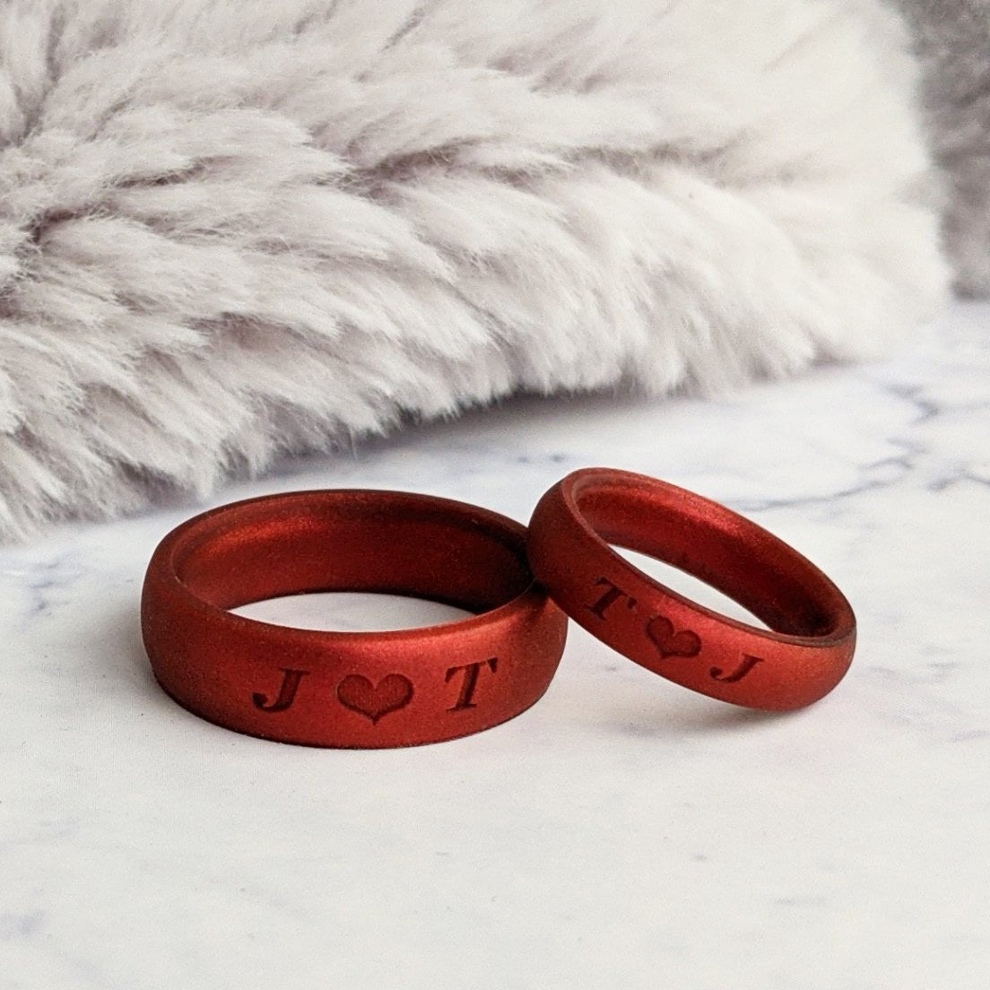 Custom Engraved Silicone Rings in Dark Silver and More Colours