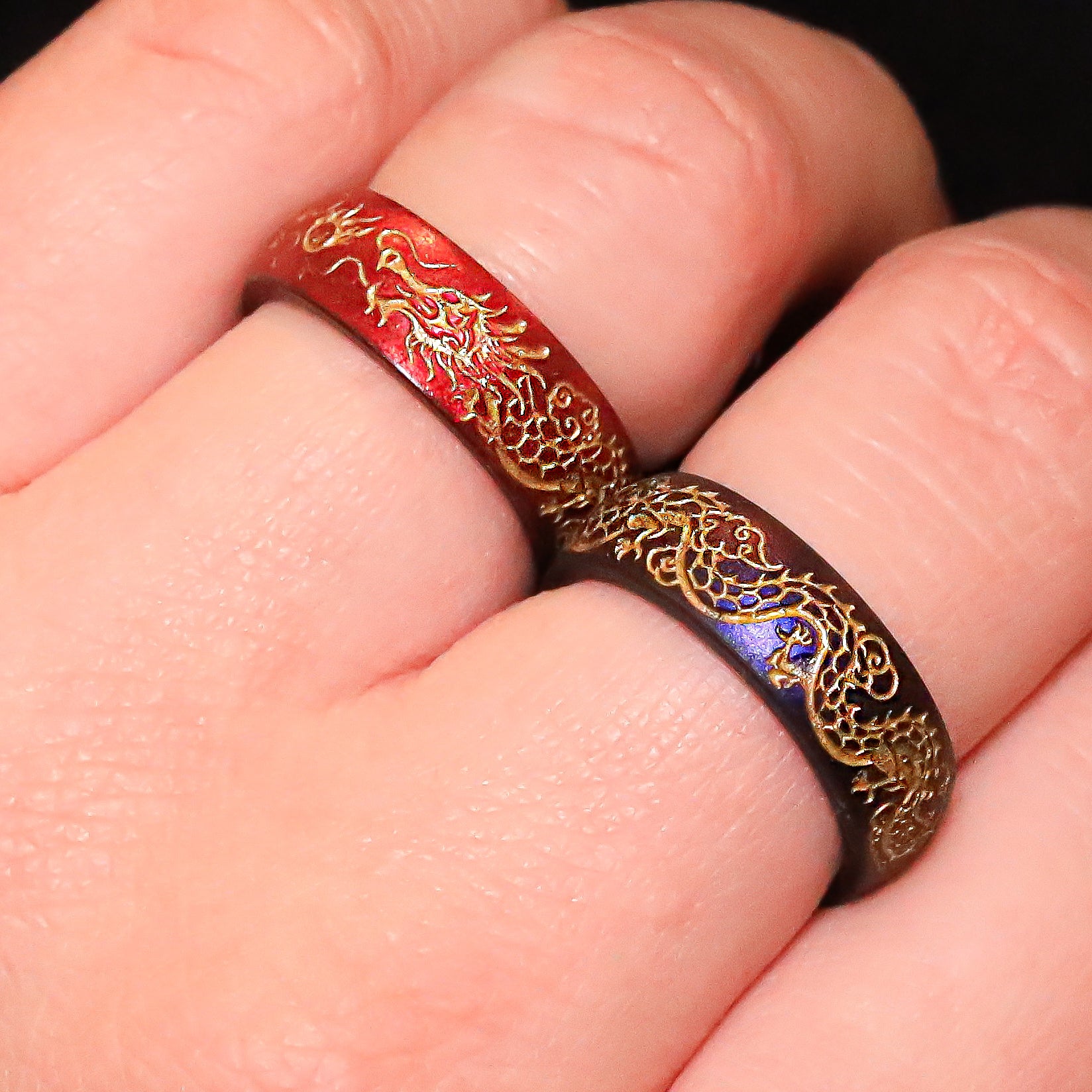 Gold Dragon Silicone Ring, Engraved 6mm